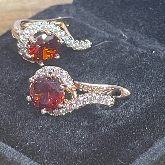 2.46ct Sapphire Earrings Rolled 14k ORANGE & WHITE - Picture 7 of 11